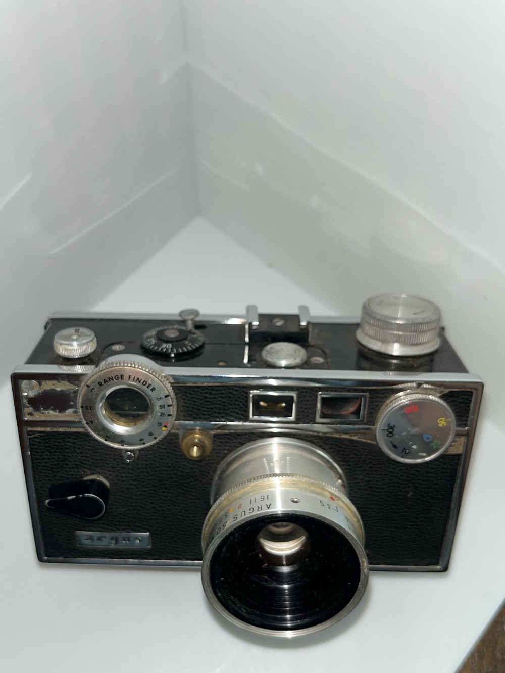 Argus Vintage Rangefinder Film Camera, Black: W/ Leather Case Included: Untested